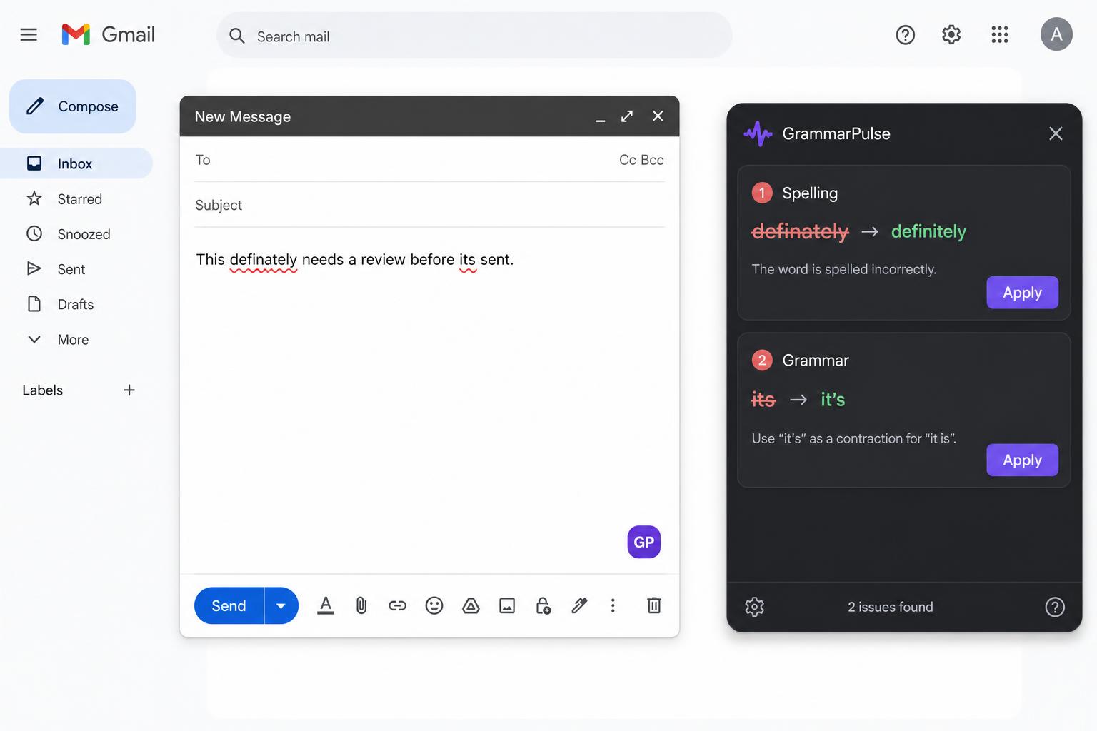 Right-click anywhere to rewrite the selected text